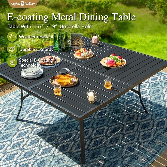 Sophia & William Outdoor Dining Set Patio Dining Sets Patio Table and Chairs Set 9 Pieces Square Outdoor Dining Table for 8 with Swivel Patio Set for Garden Pool All Weather Grey