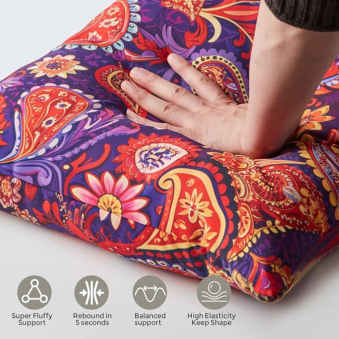 Outdoor Pillows Set of 2, 26''×26''Waterproof Throw Pillow for Patio Furniture, Feathers and Down Filled Outside Decorative Pillows Inserts for Garden, Porch Swing, Couch and Sofa