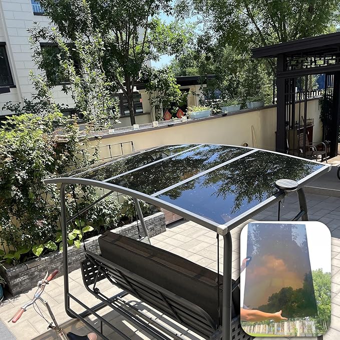 2mm Polycarbonate Sheet,Polycarbonate Greenhouse Panels,Roofing Transparent Insulation Daylighting Panels,Strong and not Easily Deformed,for Greenhouse Sheds Roofs,Carports.(Brown,3.3x26.2ft)