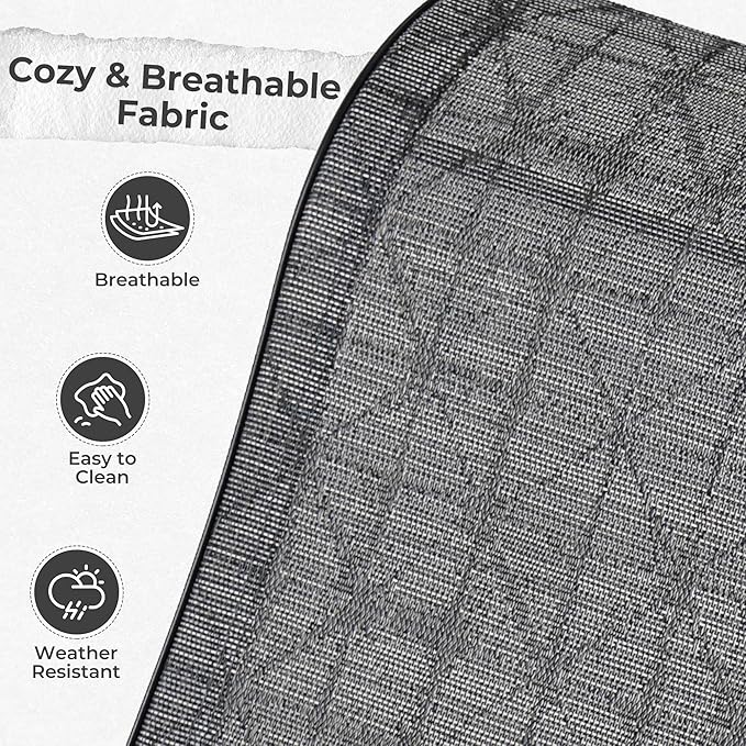Grand patio Outdoor Swivel Dining Chairs Set of 2, 360 Degree Mesh Sling Rocker Sets for Deck, Garden Backyard, Black & Grey Plaid