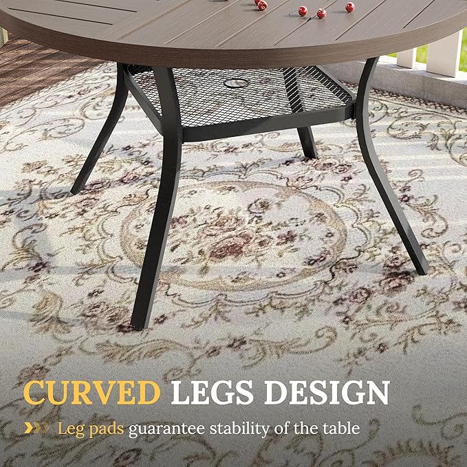 VICLLAX 5 Pieces Patio Dining Set for 4, Outdoor Furniture Set Includes 40.6" Square Outdoor Table and 4 Patio Swivel Chairs for Lawn Garden, Grey Wood Grain Tabletop and Grey Fabric
