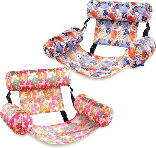 SLOOSH Inflatable Pool Floats Adult,2 Packs Floating Lounge Chairs,Blow up Pool Noodles for Adult Heavy Duty,Floating Chair for Party Summer Water Beach Lake Fun