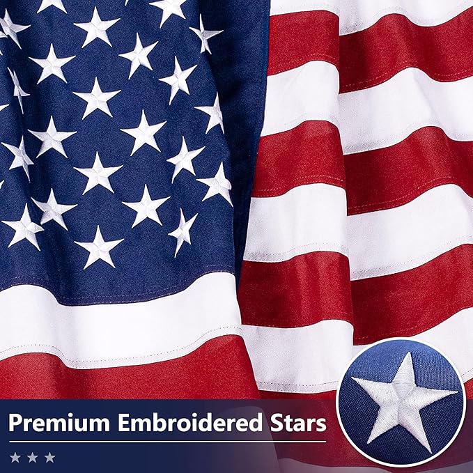 American Flag for Outside 2.5x4 Ft - TearProof Series Outdoor Use US Flags - Long Lasting, Fade Resistant - Thick Spun Polyester USA Banner - High Wind United States Flag - Embroidered Stars, Sewn Stripes, Brass Grommets