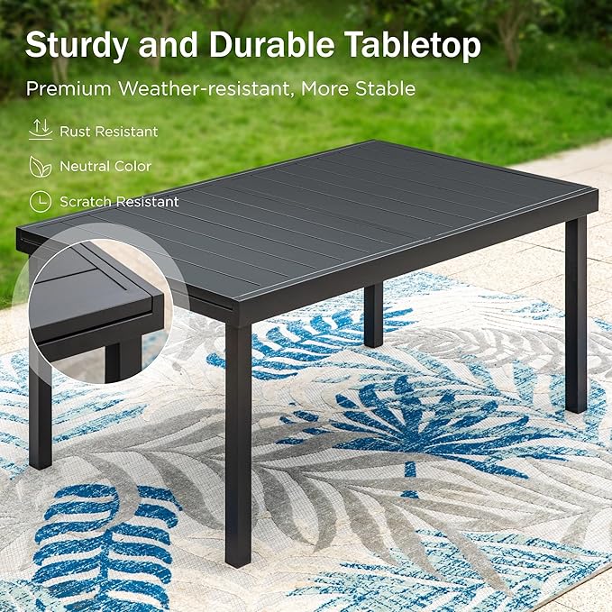 PHI VILLA 9 Pieces Outdoor Dining Set, Expandable Metal Table (64"-82") and 8 Swivel Dining Chairs – Perfect for Patio, Garden, Deck, Porch, and Yard, 9PCS Outdoor Dining Set Style 3
