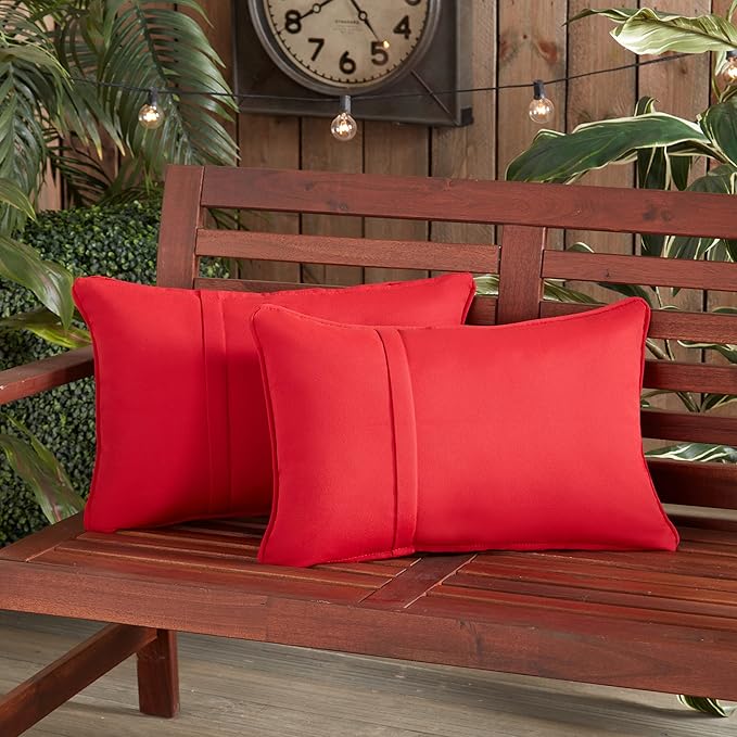 Greendale Home Fashions Sunbrella 21" x 14" Rectangle Outdoor Throw Pillow with Removable Cover (Set of 2), Canvas Jockey Red 2 Count