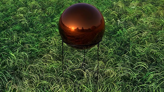 Lulu Decor, Dark Copper Stainless Steel Gazing Mirror Ball Size 14 with Stand