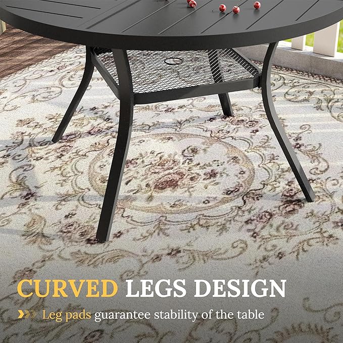 VICLLAX 5 Pieces Patio Dining Set for 4, Outdoor Furniture Set Includes 40.6" Square Outdoor Table and 4 Patio Swivel Chairs for Lawn Garden, Black Tabletop and Blue Fabric