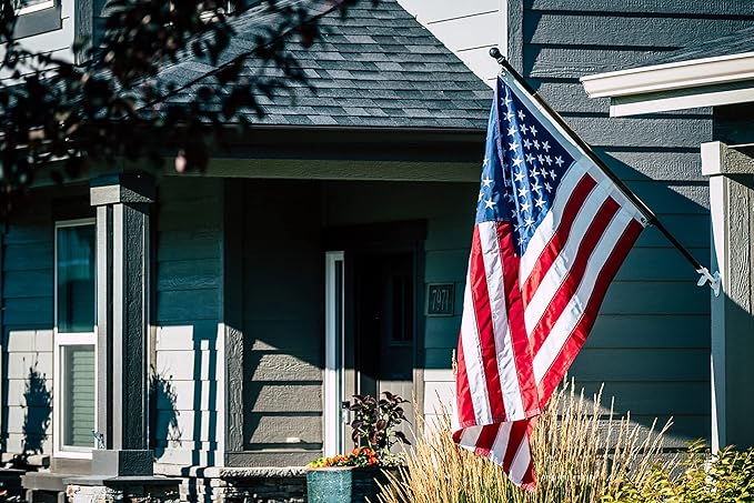 American Flag 8x12 Ft, US Deluxe Embroidered Heavy Duty Premium Polyester Durable Outside Flags with Brass Grommets