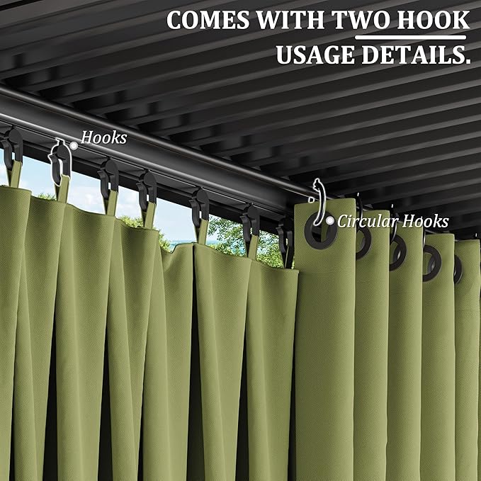 Gazebo Universal Replacement Privacy Curtain,10'×12' Gazebo Outdoor Waterproof Curtains, 4-Panels Sidewall Curtains with Double Zipper for Patio Canopy, Garden and Backyard (Curtain Only)