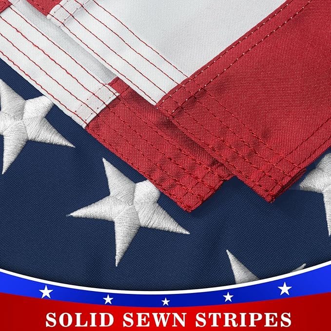 High Wind American Flag for Outdoor 30x50 Ft - Heavy Duty Allegiance US Flag with Embroidered Stars, Sewn Stripes & Brass Grommets All Weather Fade Resistant for Outside Use