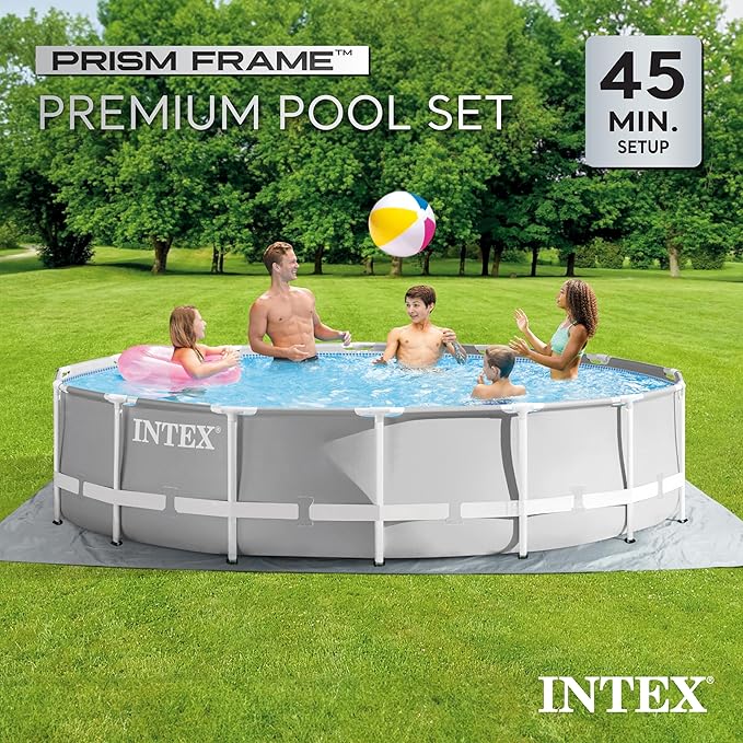 Intex 26719EH Prism Frame Premium Above Ground Swimming Pool Set: 14ft x 42in – Includes 1000 GPH Cartridge Filter Pump – SuperTough Puncture Resistant – Rust Resistant – 3357 Gallon Capacity