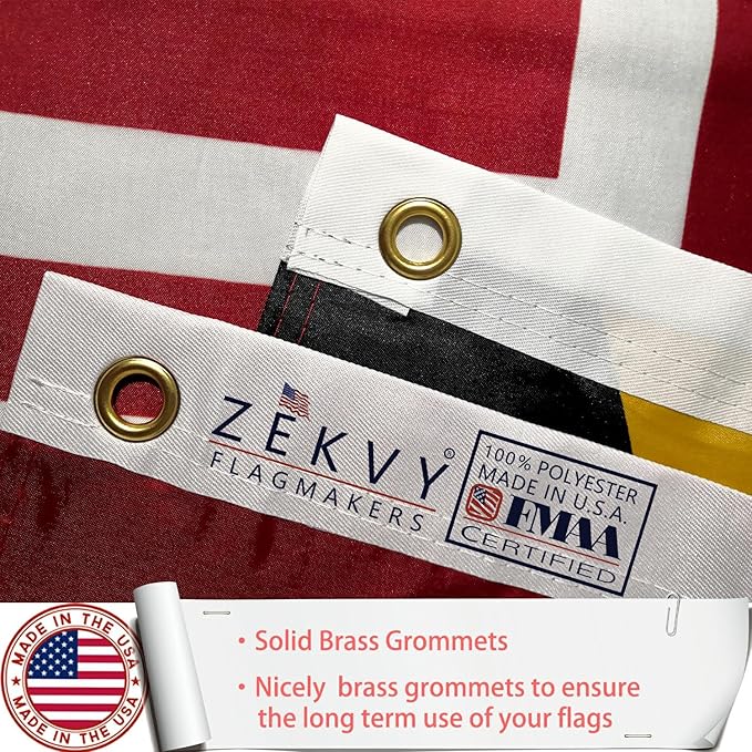 Maryland States Flag 2x3 Outdoor Made in USA - Double Sided Heavy Duty Vivid Color Maryland MD Flags with 2 Brass Grommet