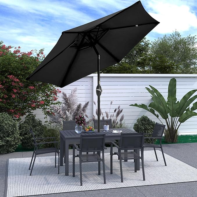 SUNVIVI OUTDOOR Outdoor Patio Umbrella, Patio Umbrella, Market Umbrella, Large Outdoor Umbrella, Metal Pole Umbrella with Push Button Tilt and Crank, Polyester Canopy