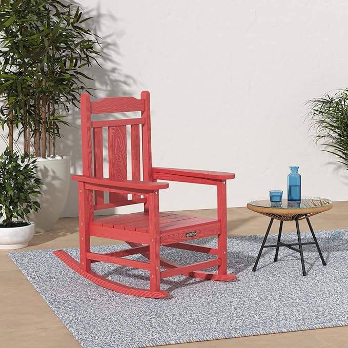 SERWALL Outdoor Rocking Chair Red