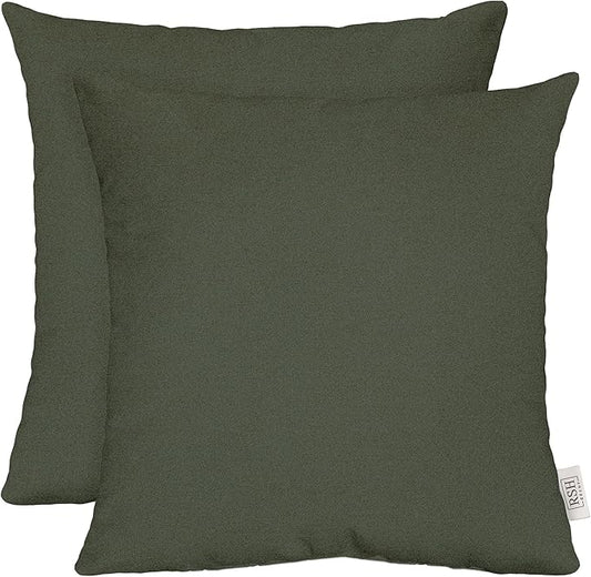 RSH DECOR: Sunbrella Square Throw Pillows Set of 2 | 17" x 17" | Water and Fade-Resistant Performance Fabric | Outdoor Pillow Covers with Down-Alternative Inserts | Made in USA (Cast Ivy Green)