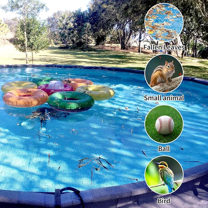 21 Feet Round Pool Leaf Net Cover - Pool Net Cover with 12 Pcs Swimming Pool Cover Clips - Leaf Net for 18FT Above Ground Pools