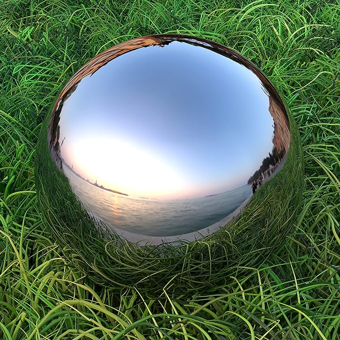 Lulu Decor, Size 12 Silver Stainless Steel Gazing Mirror Ball, Smooth Reflective Shiny Garden Decoration Globe