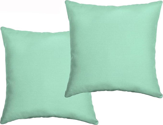 Comfort Classics Set of 2 Indoor/Outdoor Throw Pillow 16" x 16" x 5" in Polyester Mint Texture Inc.