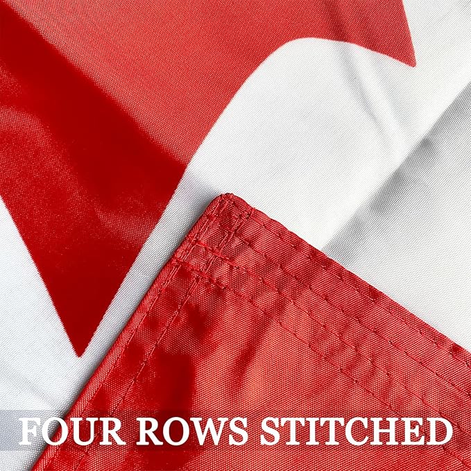 Outdoor Canadian Canada Flag Banner 3x5 Double Sided- 3Ply 240D 4 Rows Stitched- CAN Flag- UV Fade Resistant With Canvas Header & 2 Brass Grommets
