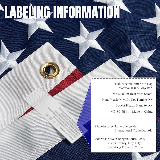American Flag for Outside 5x8 Ft - TearProof Series Outdoor US Flags - Long Lasting, Fade Resistant - Thick Spun Polyester USA Banner - High Wind - Embroidered Stars, Sewn Stripes, Brass Grommets