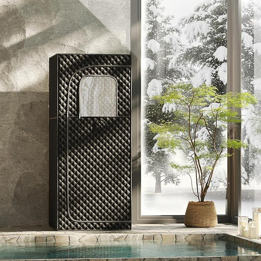 Portable Steam Sauna at Home 1 Person Therapy, Low EMF 1200W Fast Heating Sauna Box, Indoor Dry Sauna with Foldable Chair for Home, Gym (2.6Lx2.6Wx6H Ft)