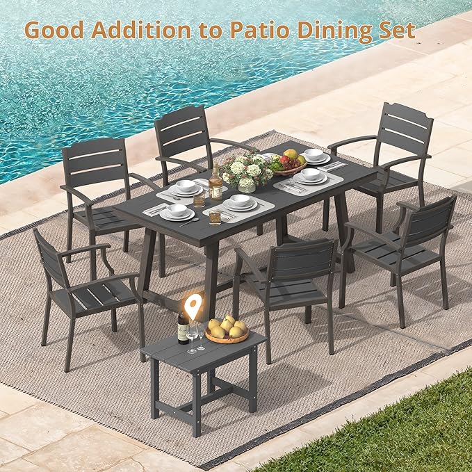 LUE BONA Outdoor Side Table, HDPS Large Size Outdoor Table, Adirondack Side Table, Outside End Table for Patio, Porch,Beach, Garden, Weather Resistant/Easy Maintenance, Dark Gray