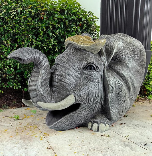 coolboy Elephant Statue Gutter Downspout Extension Decorative,Animal Garden Statue Outdoor Decor,3"×4" Rain Gutter Downspout Splash Block,Rain Downspout Diverter