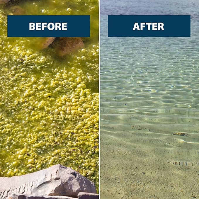 Airmax EasyKlear Pond & Lake Algae & Weed Vegetation Control, 2-in-1 Broad Spectrum Aquatic Herbicide & Algaecide Granular Water Treatment, 15 Pounds
