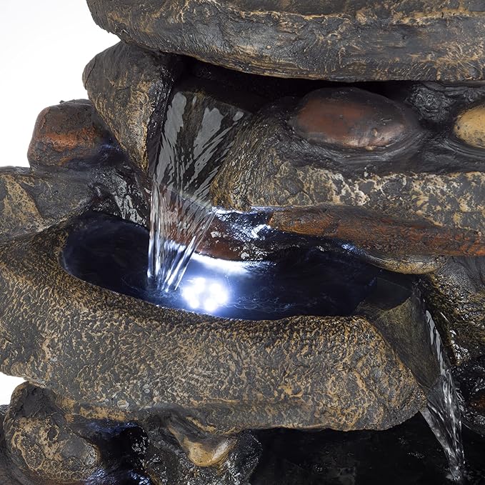 Go Yard Stone Waterfall Fountain with LED Lights