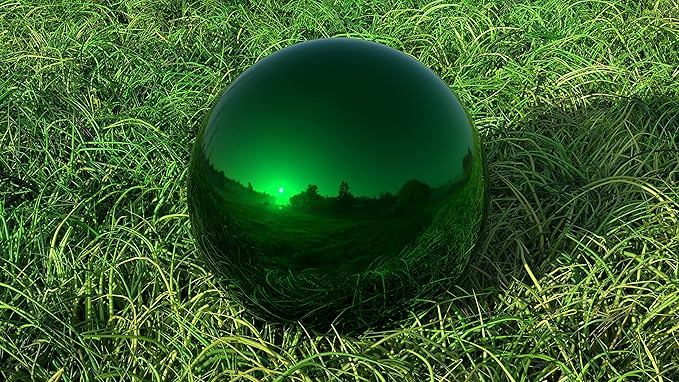 Lulu Decor, Size 12 Green Stainless Steel Gazing Mirror Ball, Smooth Reflective Shiny Garden Decoration Globe