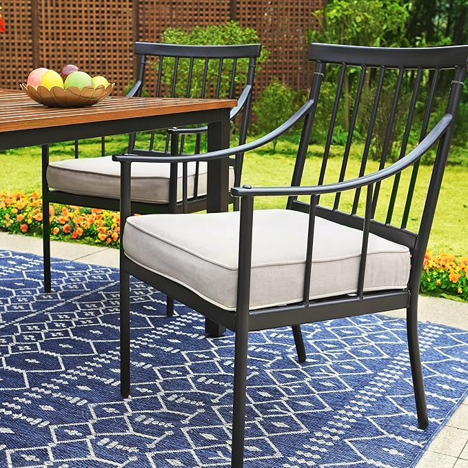 Sophia & William 5 Pcs Patio Furniture Outdoor Dining Set, Metal Patio Table and Chairs, Adjustable Umbrella Hole & Seat Cushion, Weather Resistant Patio Conversation Bistro Set for Yard Deck