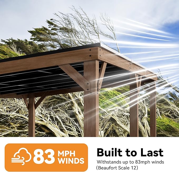 Modern Shade Supreme Cedar Wood Gazebo 12' x 20' with Hardtop Slope Roof, Wooden Grill Gazebo with Durable and Rot-Resistant, Supports Snow Loads and High Wind Speeds, Ideal for Backyard, Deck, Garden