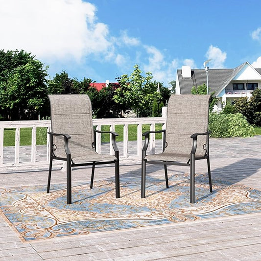 HERA'S HOUSE Premium Patio Dining Chair of 2, Rust Resistant Outdoor Chair with Textilene Padded Seat, Supports up to 350lbs with Comfort and Durability for Lawn Kitchen Garden Backyard
