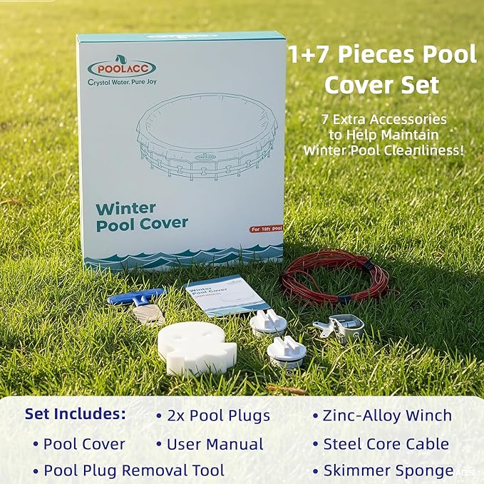 Pool Covers for Above Ground Pools - 18 ft Round Winter Pool Cover, Extra Durable Cold- and UV-Resistant Heavy-Duty Swimming Pool Cover for Winterizing
