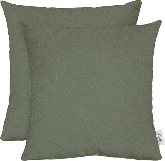 RSH DECOR: Sunbrella Square Throw Pillows Set of 2 | 17" x 17" | Water and Fade-Resistant Performance Fabric | Outdoor Pillow Covers with Down-Alternative Inserts | Made in USA (Cast Sage Green)