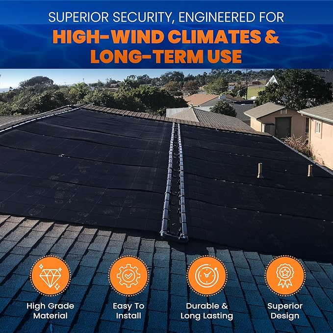 Industrial Grade Solar Pool Heater DIY Kit - Superior High-Wind Strapless Mounting System & Maximum Freeze Resistance (7-4'x7.5' / 210 Square Feet)