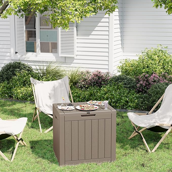 Outdoor Storage Box,2 Packs 31 Gallon Deck Box, Large Resin Storage Cabinet for Gardening Tools, Patio Pillow, Lockable, Waterproof and UV Resistant