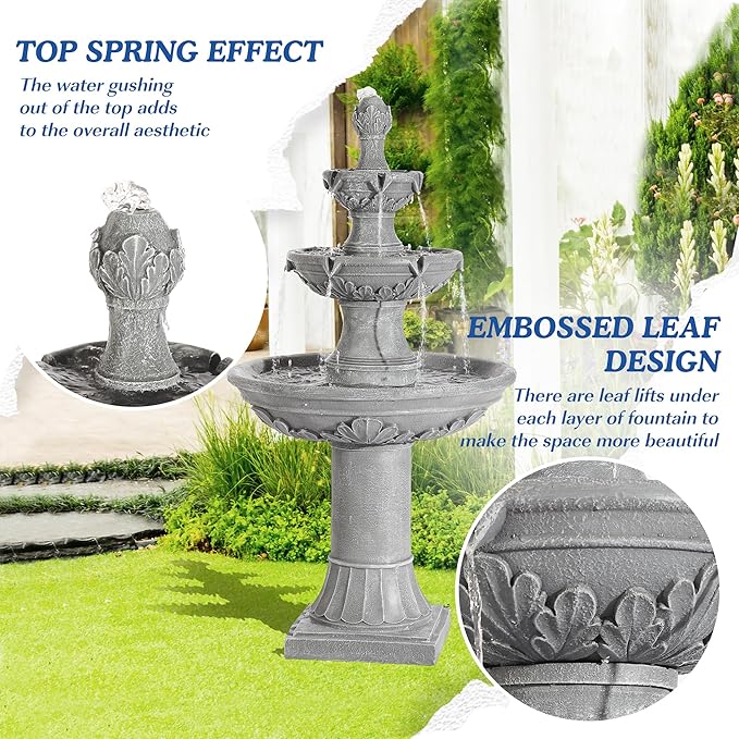 Italian Outdoor Water Fountains Garden Decor - 48.4''H Fountains and Waterfalls Outside, Large Cascading Indoor Floor-Standing Resin Bubbler Fountain Features W/Pump for Patio and Yard