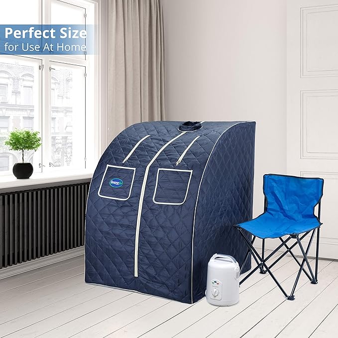 Durasage Oversized Portable Personal Steam Sauna Spa with 800W Steam Generator (Satin Blue)