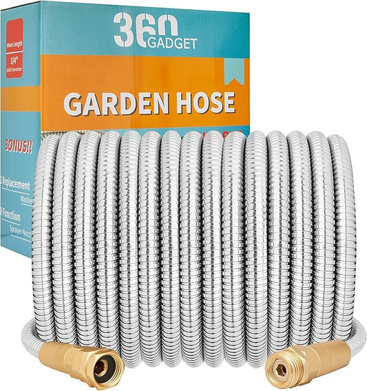 Garden Hose - Flexible Short Water Hose with Metal Fitting, 10 ft Leader Hose, Heavy Duty Hoses Extension for Rv, Outdoor, Small Garden, Yard, 304 Stainless Steel
