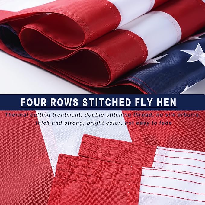 American Flags for Outside 20x30, USA US Flag Heavy Duty Outdoor, Made of 210D Oxford Fabric, Embroidered Stars, Brass Grommets