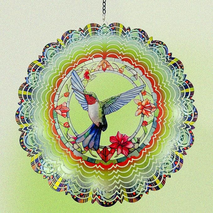 Wind Spinners Outdoor Hummingbird Decorations - Birthday Gifts for Women Mom Grandma, Hanging 12 inch 3D Sculptures for Garden Decor for Outside, Patio, Yard