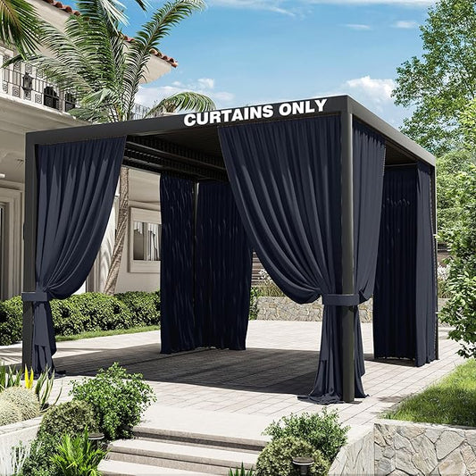 Gazebo Universal Replacement Privacy Curtain,10'×10' Gazebo Outdoor Waterproof Curtains, 4-Panels Sidewall Curtains with Double Zipper for Patio Canopy, Garden and Backyard (Curtain Only)