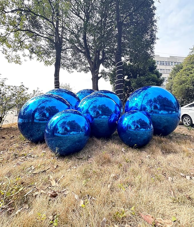 Generic Big Shiny Balls Giant Inflatable Mirror Balls for Events & Decor - Party, Advertising, Shows, Stage Decoration - Hanging & Standing-Various Sizes & Colors - Blue (1.8m/5.9ft)