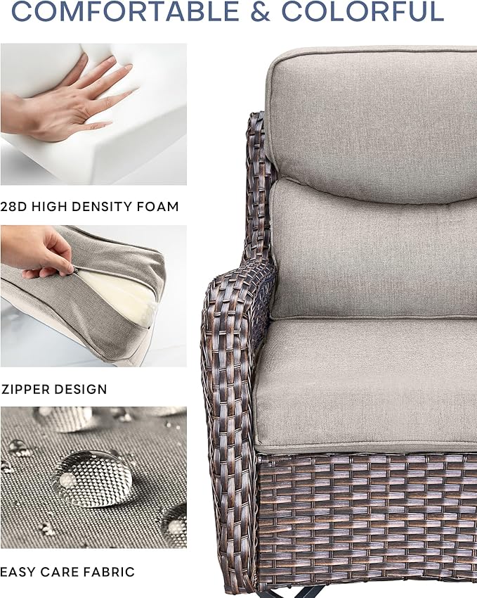 Pop 22x25/22x24 Outdoor Furniture Cushions Set of 6 - Comfortable Patio Chair Cushion for Rattan Wicker Dining Rocking Swivel Chairs Loveseat Couch L-Shape Sectional Sofa - Beige/Smile