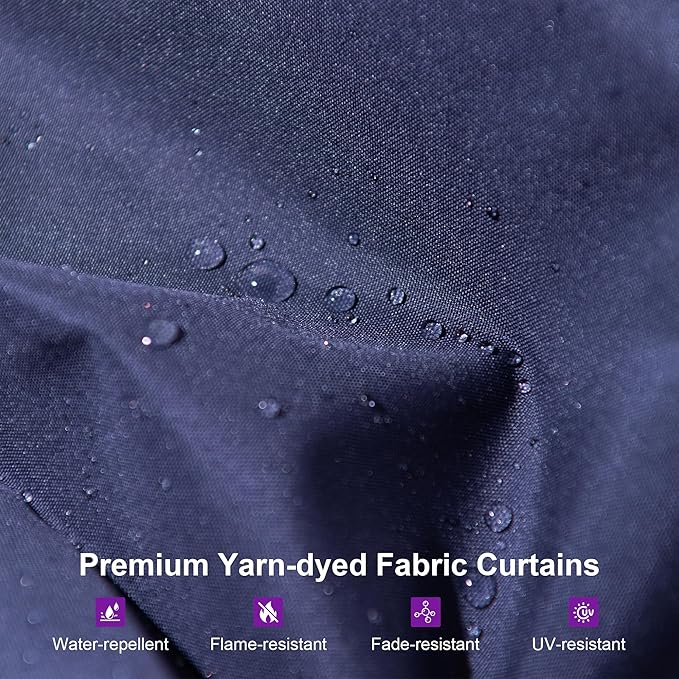 PURPLE LEAF 14' X 20' Outdoor Hardtop Gazebo for Patio Galvanized Steel Double Roof Permanent Canopy Teak Finish Coated Aluminum Frame Pavilion Gazebo with Netting and Navy Blue Curtains