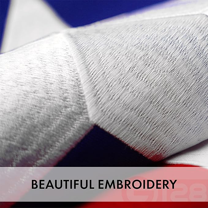 G128 Texas State Flag | 6x10 Ft | StormFlyer Series Embroidered 220GSM Spun Polyester | Embroidered Design, Indoor/Outdoor, Brass Grommets, Heavy Duty, All Weather