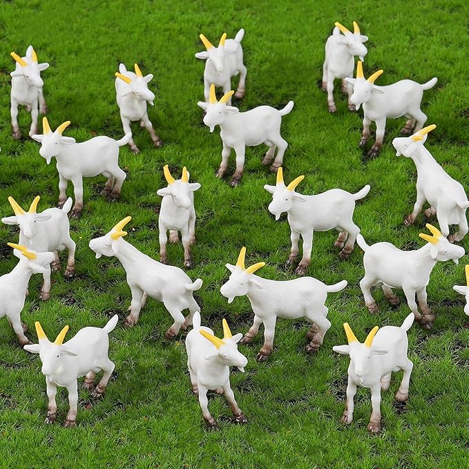 50 Pcs Miniature Goat Figurines Animal Figurines Set Plastic Realistic Mini Resin Lamb for Micro Landscape Fairy Garden Decor DIY Props
