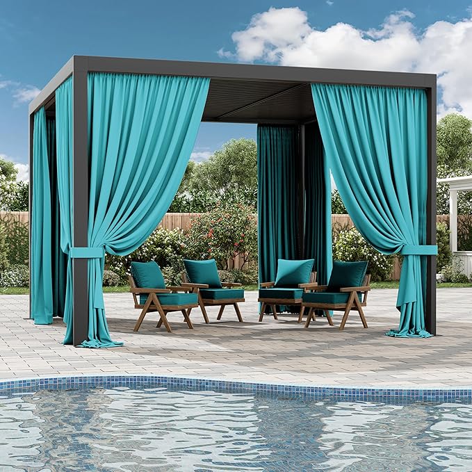Gazebo Universal Replacement Privacy Curtain,10'×10' Gazebo Outdoor Waterproof Curtains, 4-Panels Sidewall Curtains with Double Zipper for Patio Canopy, Garden and Backyard (Curtain Only)