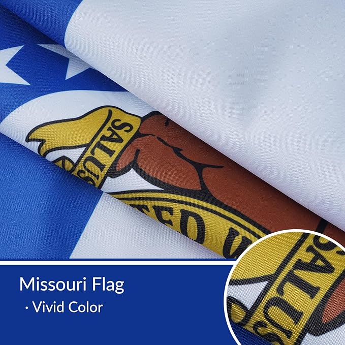 Bradford Missouri Flag 3x5 feet Outdoor, Double Sided 3 Layers Missouri Flags Heavy Duty, MO State of Missouri Flag Polyester with 2 Brass Grommets for Outsides House Decoration